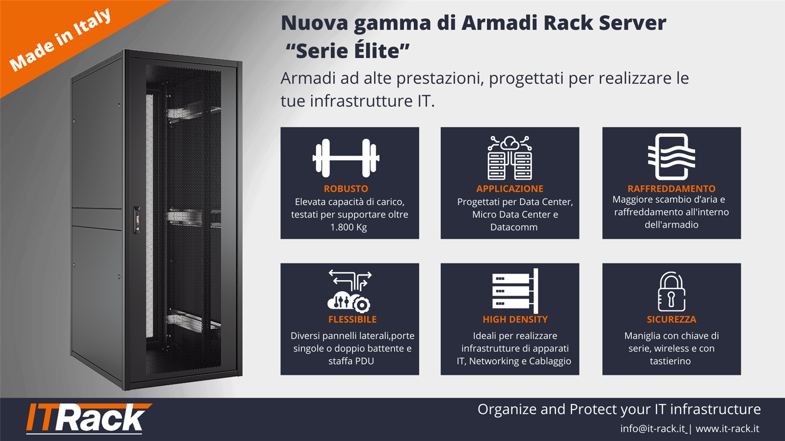Armadi Server ITRack Serie Elite caratteristiche distribuiti da Coel Distribution